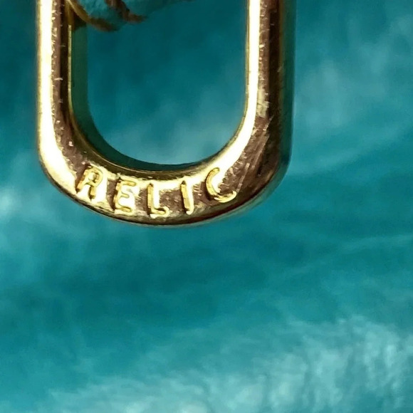 RELIC TURQUOISE SHOULDER STRAP PURSE TAN STITCHING LINED SNAP CLOSE POCKETS - Picture 4 of 13